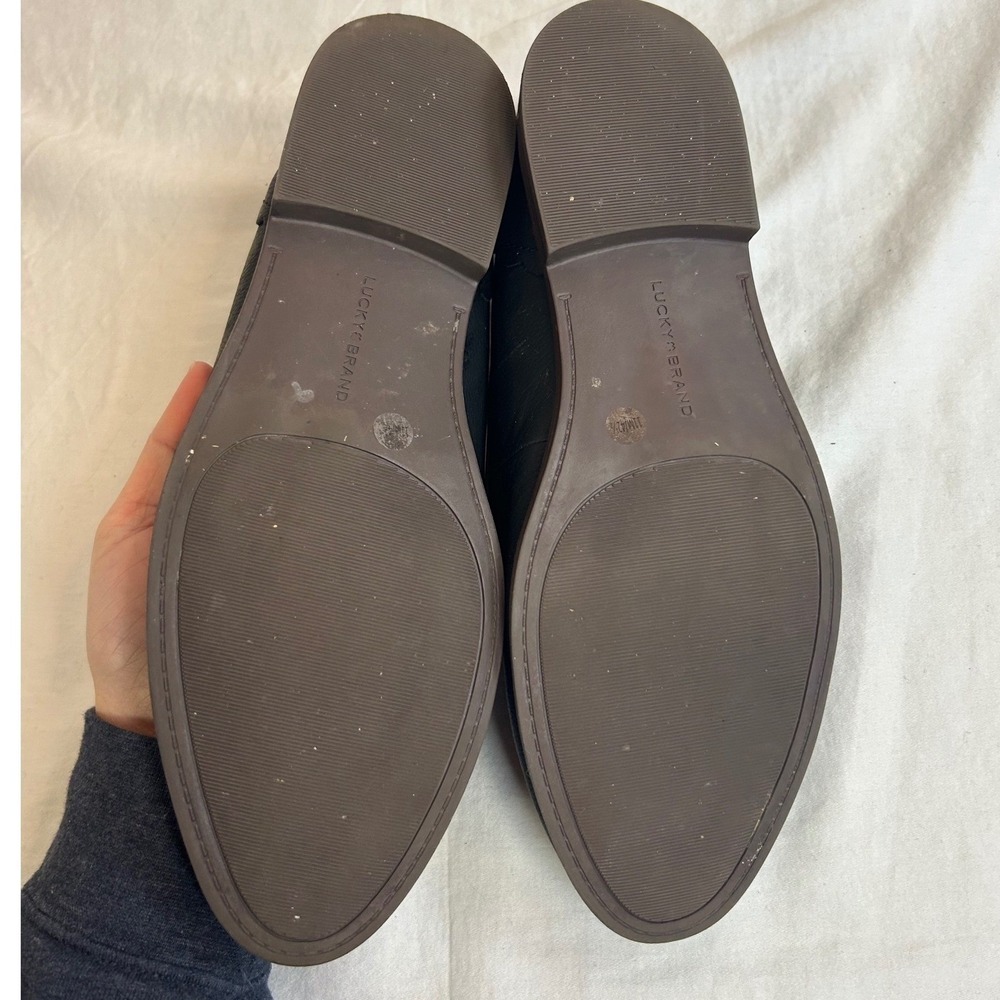 Lucky Brand Black Leather Loafers Size 11 Dark‎ Academia Quiet Luxury Old Money - Picture 5 of 9